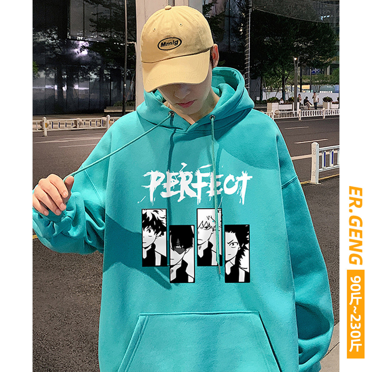 Two more even cap sports shirt male 2021 spring autumn season new fat loose large size diner Tide Card Cartoon Printed Jacket