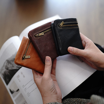 Miss Lu customized niche design vegetable tanned cowhide soft retro compact genuine leather practical womens short wallet wallet