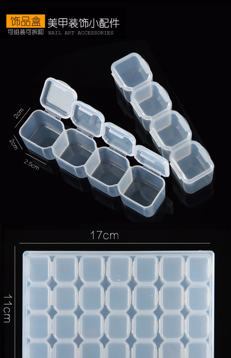 Dụng cụ làm móng mới Hộp trang sức Hộp khoan mini đơn 28 hộp Hộp lưu trữ Hộp nhựa lưu trữ - Công cụ Nail máy mài móng tích điện