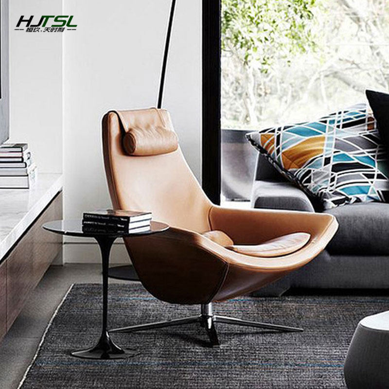 Single creative modern minimalist leather art metropolitan leisure chair sample house exhibition center designer hotel lobby sofa chair