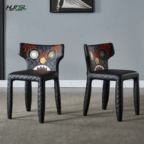 Italian designer leather monster back chair home light luxury restaurant chair hotel sales office study room negotiation chair