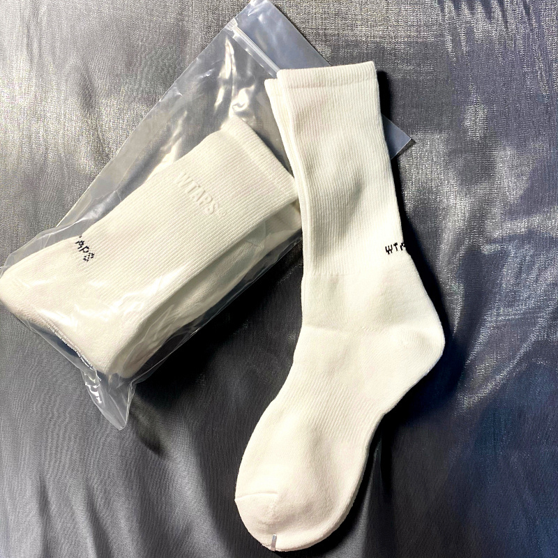 Japanese Style Wtaps Nishiyama Tetsu Socks, Autumn and Winter Thickened Towel Sports Pure Cotton Mid-Length Trendy Solid Color Work Socks