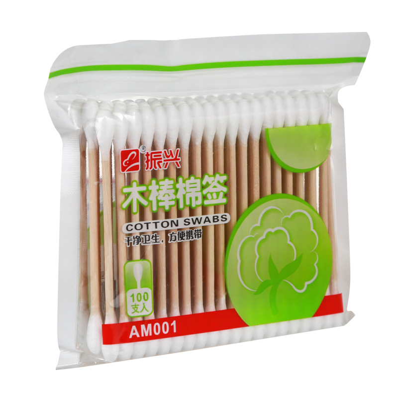 Revitalized 100 minimalist bagged wood stick cotton stick eco-friendly double head make-up cotton stick Home multipurpose cleaning cotton stick