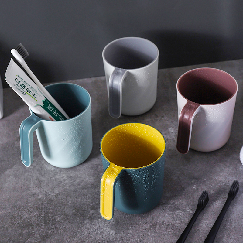 Nordic wind double layer with handle toothbrushing cup bicoloured gargling cup minimalist home plastic wash cup tooth cylinder cup
