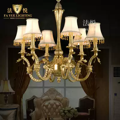 French chandelier Villa living room lamp all copper dining room bedroom lamp retro luxury European Hall lamp