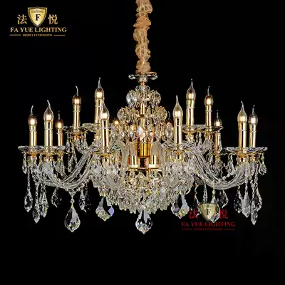 Retro French all copper stair lamp duplex villa living room dining room coffee shop European luxury candle crystal chandelier