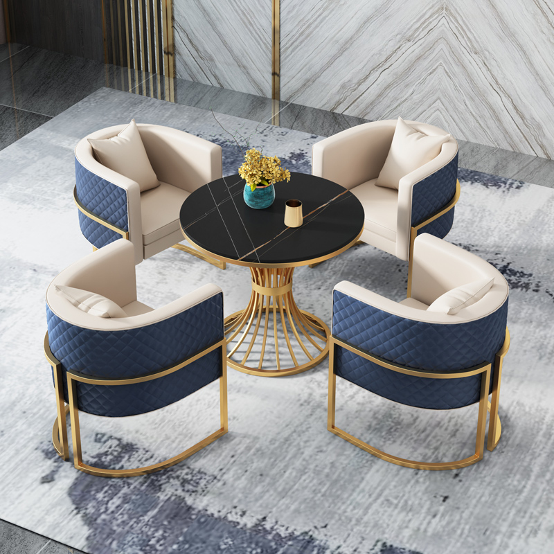 Simple light luxury modern sample house display center negotiation table and chair combination hotel reception reception negotiation table and four chairs sofa