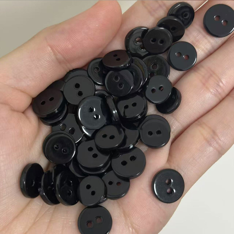 Natural Shell Buttons, Two-Hole Flat Real Shell Buttons, Black Work Uniform Buttons, Shirt Cardigan Buttons