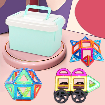 纯磁力片儿童益智玩具智力磁铁吸铁石男女孩多功能拼装强磁性积木