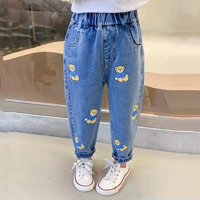 Brand counter 2024 spring new children's wear outer wear denim trousers and sweatpants for children