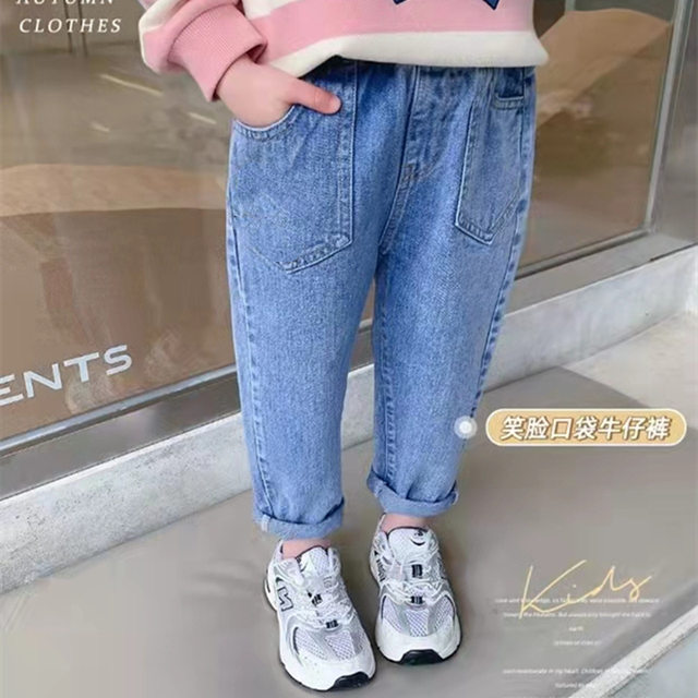 Brand counter 2024 spring new children's wear outer wear denim trousers and sweatpants for children