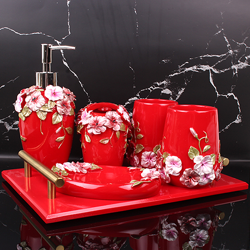 Bathroom 6 pieces Ou style gargling cup five pieces New wedding suit resin creative washing bath room Supplies