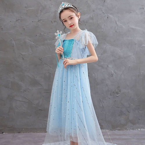 Наряд маленькой принцессы, платье, летняя детская юбка, «Холодное сердце», короткий рукав