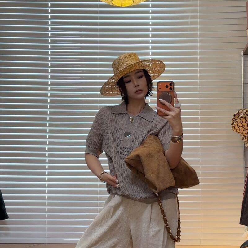 【New Arrival】Plus Size European Style Old Money Polo Special Craft Short Sleeve Top for Women 260493