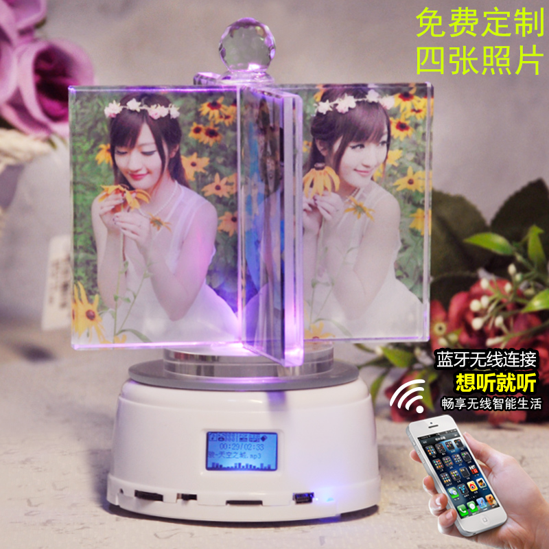 Music box birthday gift girls girls bluetooth rotating children's personality diy custom photo music box
