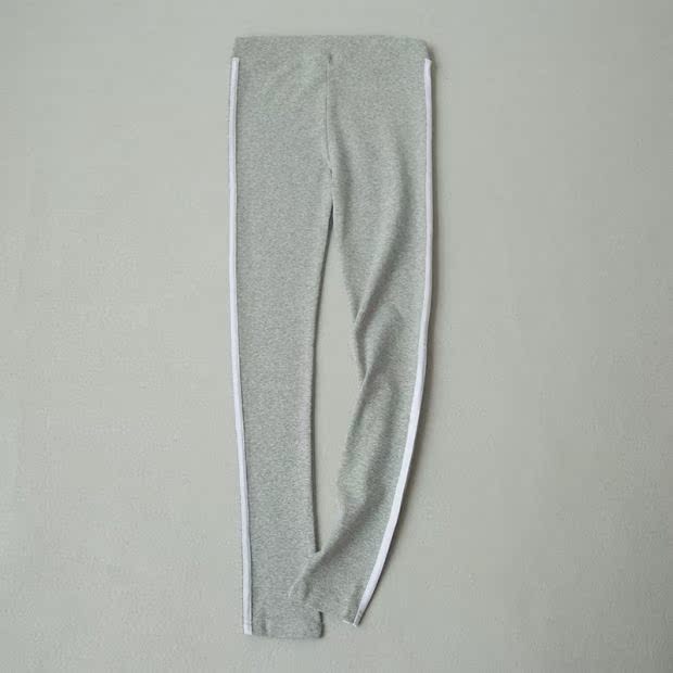 Mùa hè mới thể thao quần đáy quần Hai thanh bên trắng mỏng phần cotton co giãn eo cao chân chín quần quần baggy kaki nữ