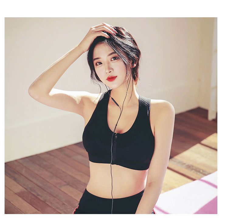 Zipper thể thao đồ lót nữ chống sốc chạy cường độ cao tập hợp áo ngực mà không vành yoga tập thể dục áo ngực - Đồ lót thể thao quần áo tập gym nữ