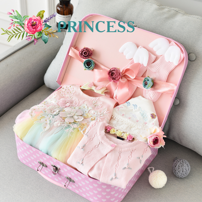 Baby Gift Box Suit Newborn Supplies Women's Baby 100 Days Gifts Just Born Baby Clothes Princess Spring