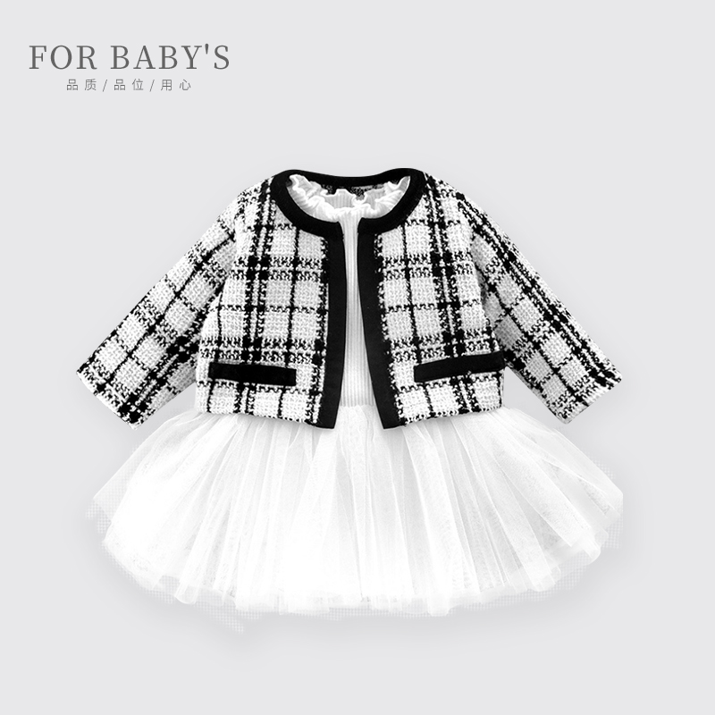 Female baby Little fragrant windy with fake two dresses Newborn Girl Baby Princess Dresses Princess Dress