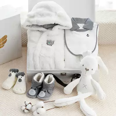 Newborn baby clothes set pure cotton autumn and winter newborn baby full moon gift supplies gift box