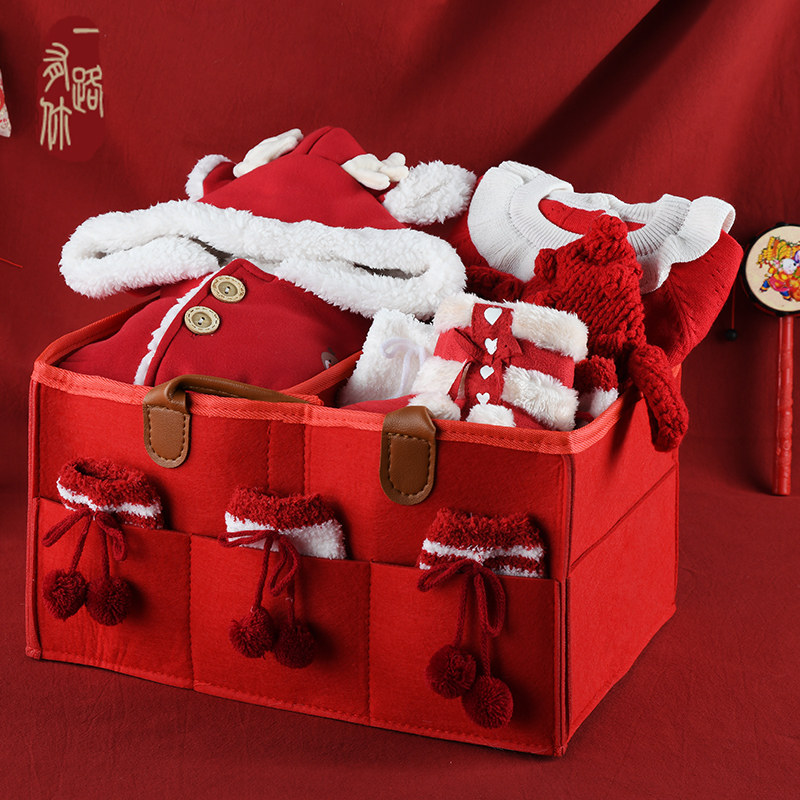 Newborn Supplies Baby Gift Boxes Baby Spring Summer Thicken Warm Even clothes Harvest China Wind suit