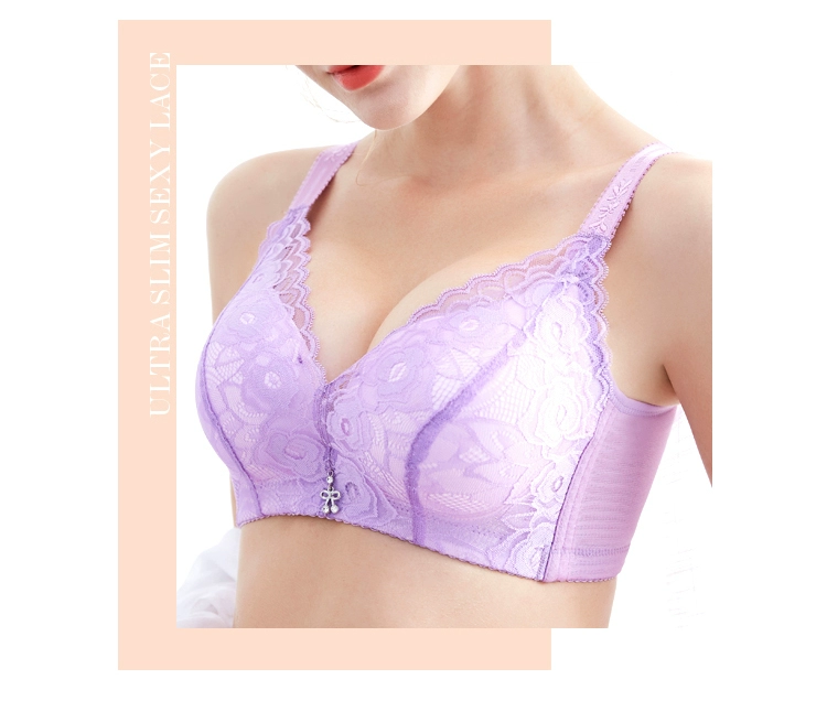 Áo ngực điều chỉnh đồ lót Nữ Deep V Nhận cặp Ren Ren Vừa dày Áo ngực nhỏ Ngực gợi cảm Không có vòng thép