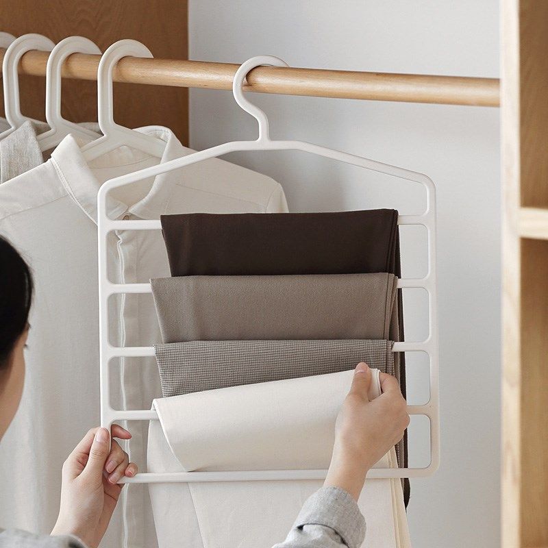 Japan-style minimalist multilayer trouser rack Home Traceless Pants Hanger Multifunction Clothes Hanger Subplastic Wardrobe Magic Containing Deck