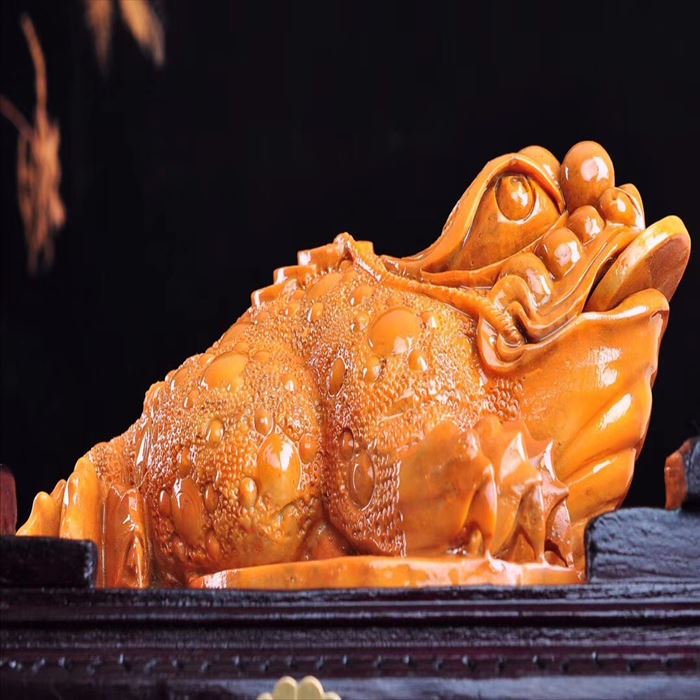 Boutique Lao stone three-legged golden toad ornaments Shop opening gifts Living room wine cabinet office desk decorations auction