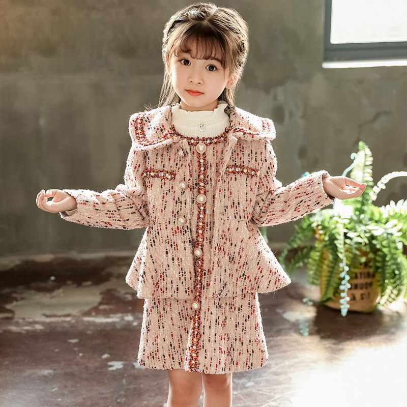 Girls Mao coat 2022 new gas fragrance autumn and winter girls thicken children's clothes long line