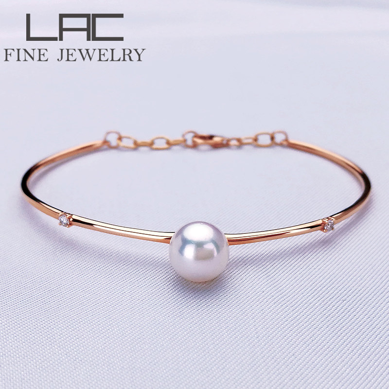 LAC high jewelry bright light is round Japan Akoya sea water pearl bracelet female 18k gold