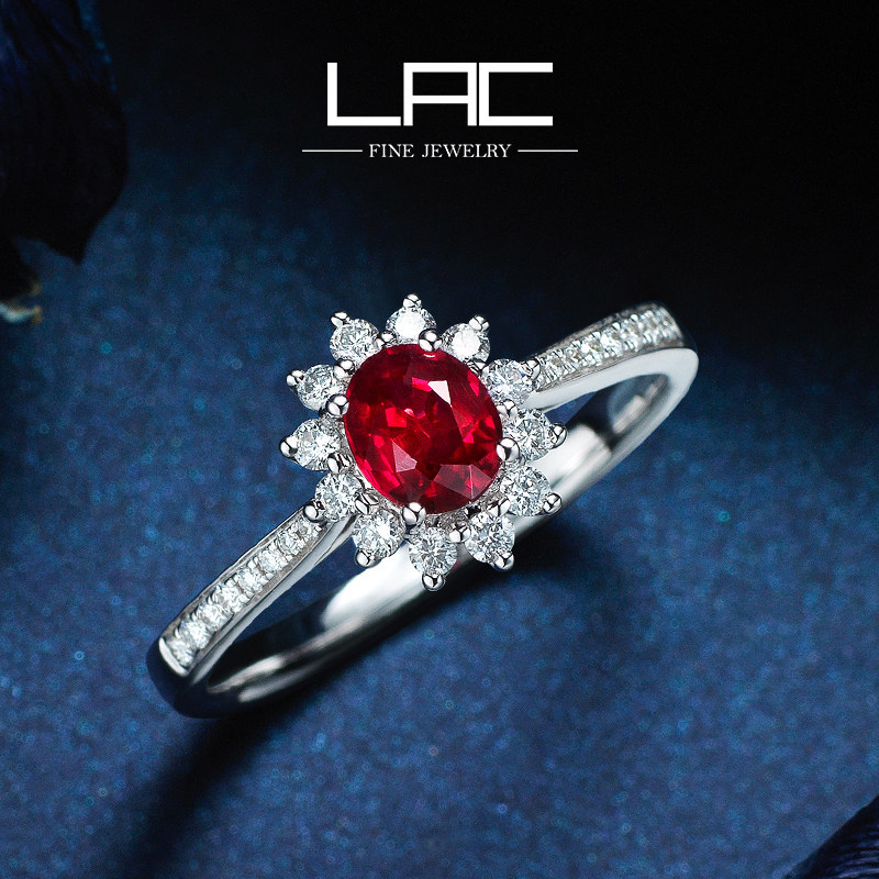 LAC high jewelry natural pigeon blood ruby ​​ring female 18k gold Diana custom inlaid diamond colored gemstones