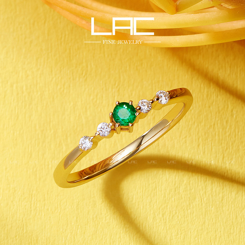 LAC Superior Jewelry Natural Ancestral Green Ring Women's Volleyball Ring 18k Gold Custom Studded Diamond Color Gem