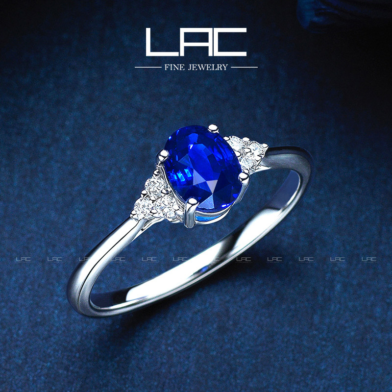 LAC high-end jewelry natural sapphire ring female 18k gold custom inlaid color treasure royal blue