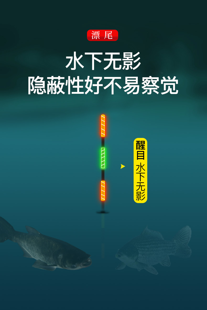 化氏一味极光高灵敏电子漂超醒目水无影纳米鱼漂大物钓鱼夜光浮漂