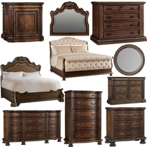 American vintage oak carved double bed European luxury all solid wood wedding bed classical master bedroom princess bed