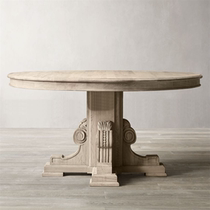 French country vintage oak do old round dining table American Oak large apartment carved dining table solid wood meeting Round Table