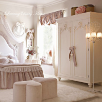 European simple modern Wood Childrens wardrobe bedroom cloakroom storage clothes cabinet Princess bow storage cabinet