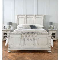 American minimalist post-modern bedroom vintage white overdo double bed 1 8M master bedroom bed linen man oak bed furniture