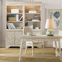 French Mediterranean simple antique white desk desk American solid wood old Roman column computer desk writing table