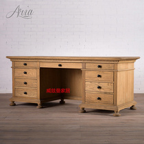 American country solid wood Vintage old desk Oak desk French Antique computer Desk Writing desk Writing desk