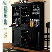 American country antique black old oak wine cabinet French solid wood wine storage cabinet Restaurant modern simple wine rack