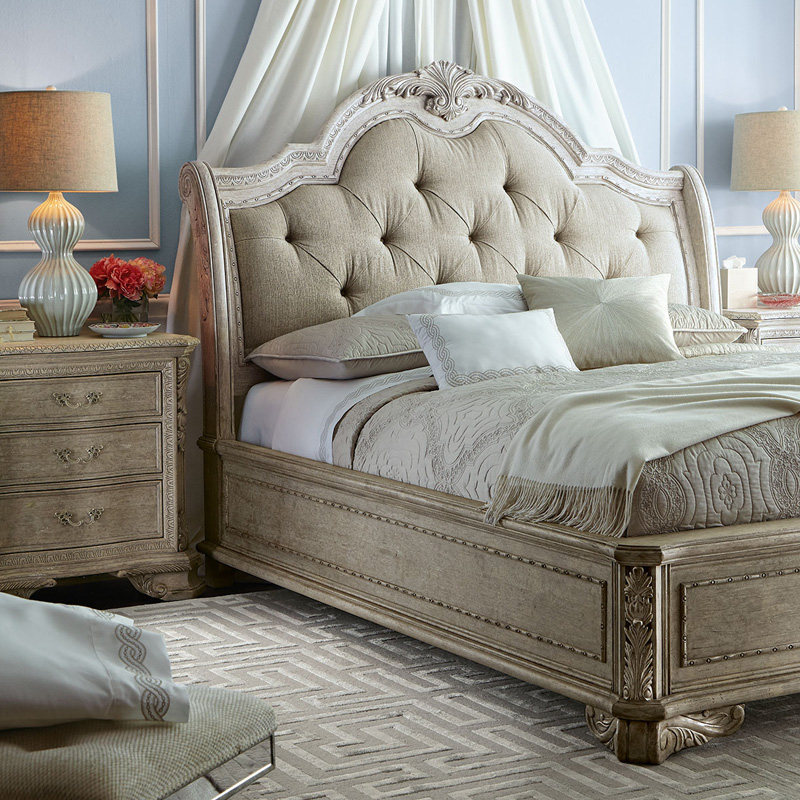 American Oak old vintage 1 8 m double carved bed French master bed European bedroom solid wood princess bed