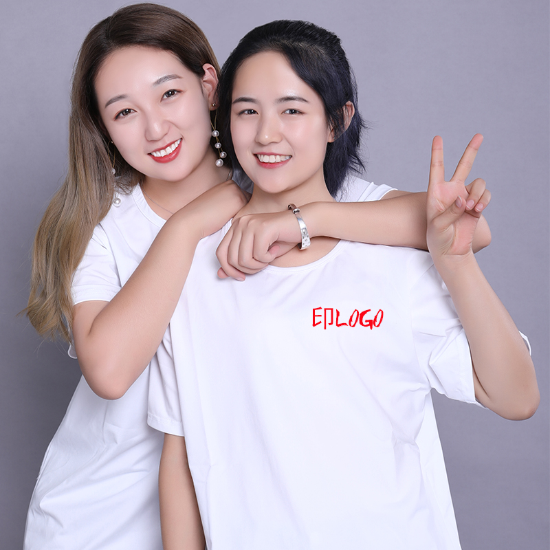 T-shirt Custom Print Logo Pure Cotton Short Sleeve Round Collar Advertising Culture Shirt Classmates Party Class Dress Print Photo