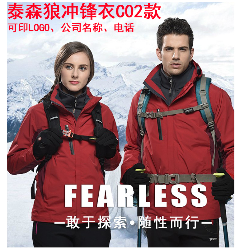 Tyson wolf jacket C02 three-in-one inside and outside two-layer waterproof clothing men and women winter overalls jacket printed logo