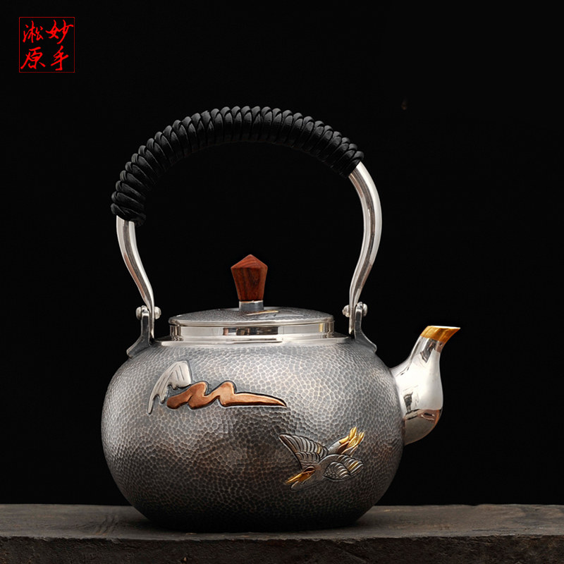 Magic Hangyuan Handmade 9999 Silver Kettle Pure Silver Kung Fu Tea Tool Silver Tea Kettle Japanese Silver Kettle