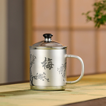 Sterling silver 9999 tea cup handmade carved home office plum silver mug 400ml