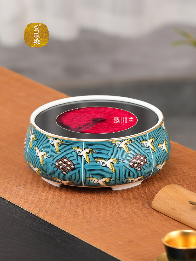 Yingge burning black crystal stove household tea making tea stove desktop small iron pot silver pot tea tea making machine black crystal stove