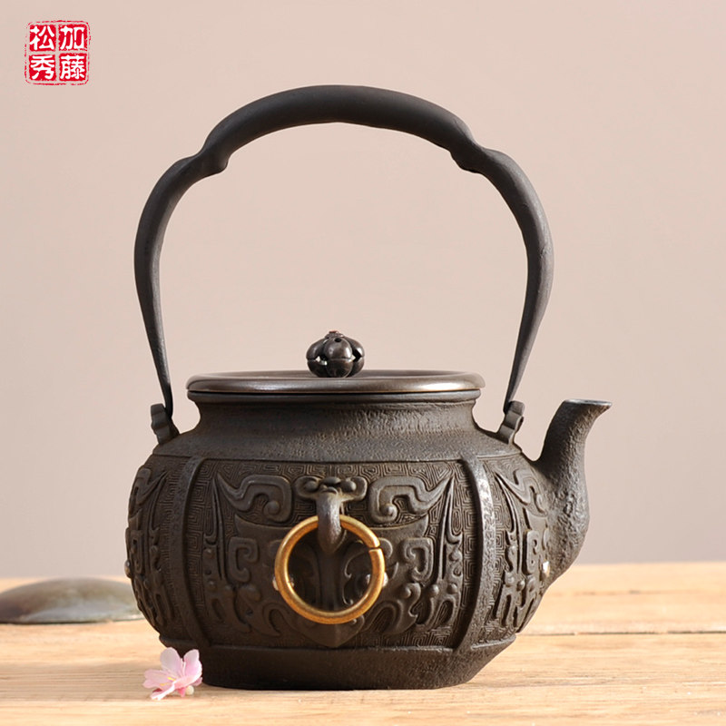 Add Rattan Hidejapan Nippon Iron Jug Raw Imported Cast-iron Pot Pure Artisanal Southern Ironware Teapot Without Coating Beast Face