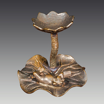 Bronze Lotus leaf cover setJapanese bronze lotus cast copper pot Water lily cover set pot cover holder