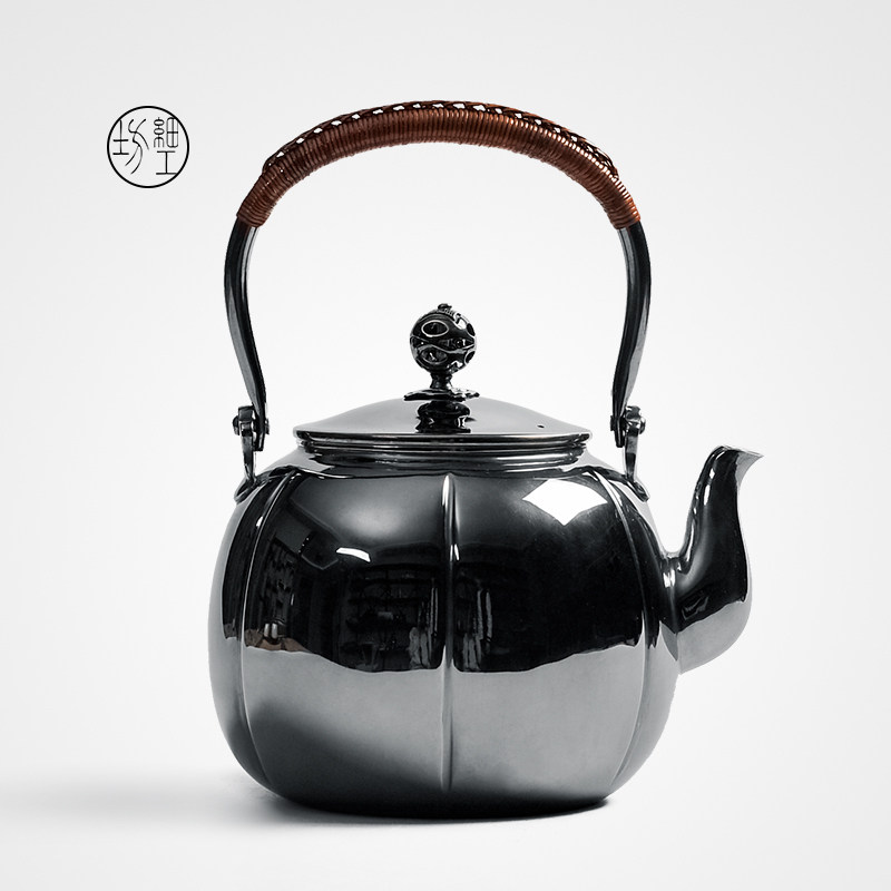 Fine Works Workshop Silver Pot Pure Silver Teapot Pure Silver 9999 Burnt Water Pot Pure Handmade Japanese Kongfu Tea Furniture Agoutuo